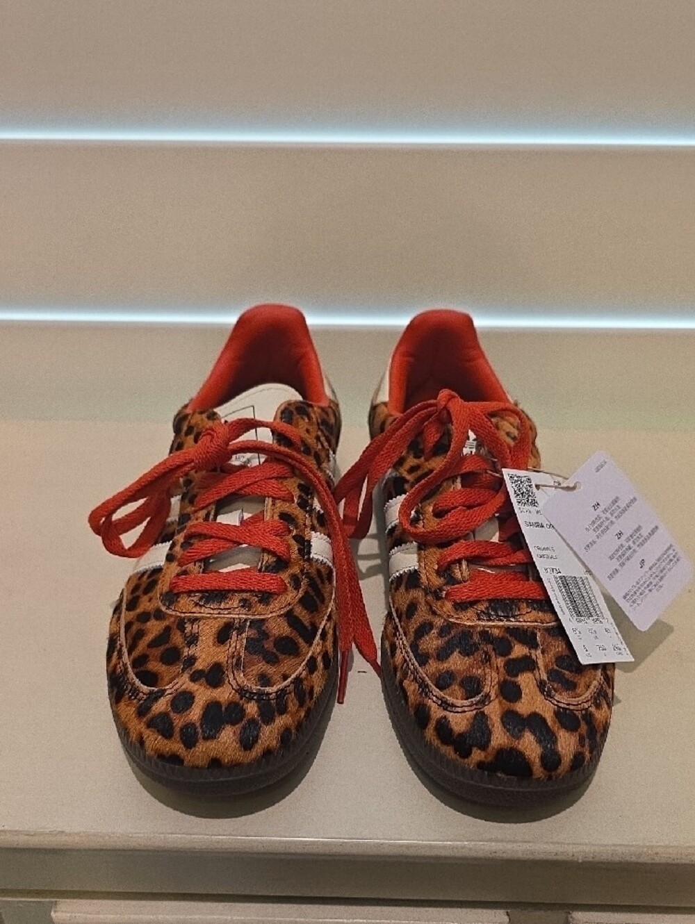 New Leopard Print Sneakers with Red Accents - Picture 2 of 6
